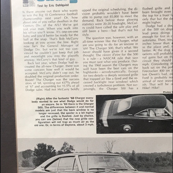 VTG Original 1969 Dodge Charger 500 Magazine Ad - Picture 3 of 6